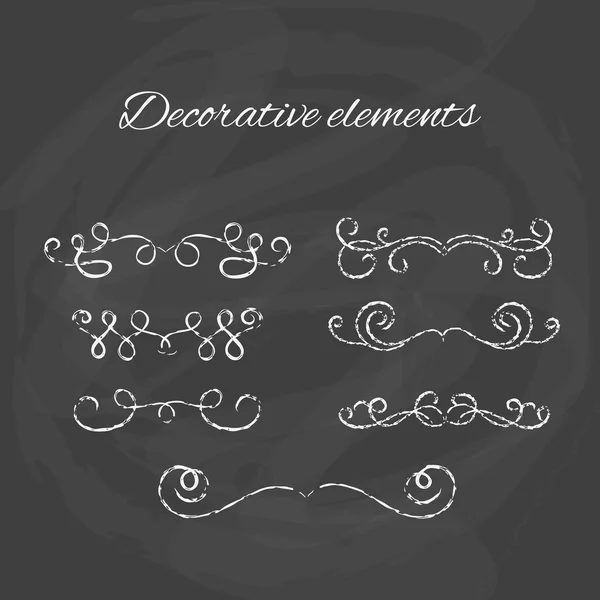 Divisores listos. Divisor de tiza en pizarra. Ilustración hecha a mano. Elementos decorativos ornamentales . — Vector de stock