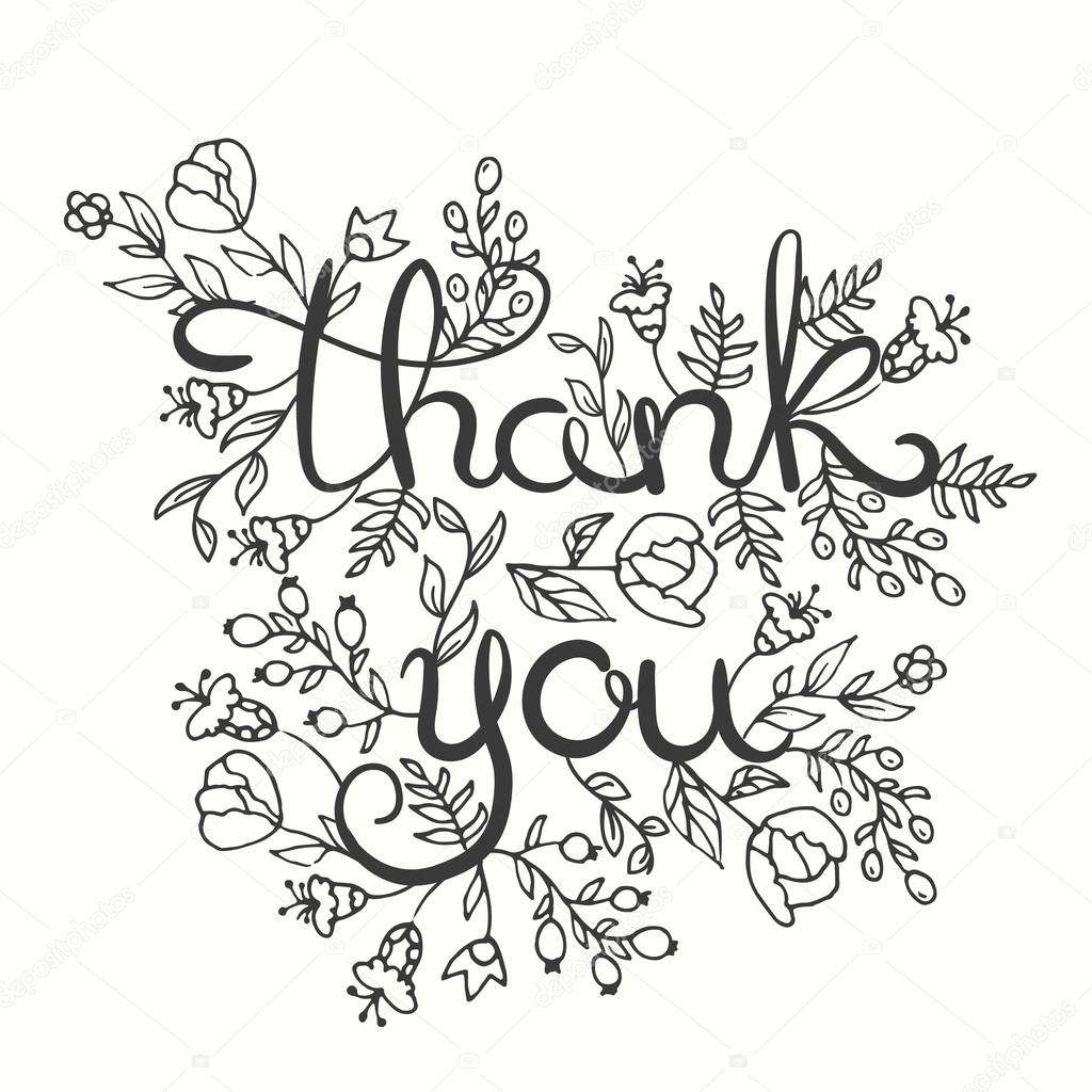 Thank You Card Hand Drawn Lettering Design Greeting Card With