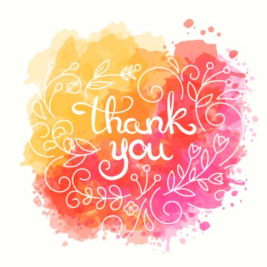 Teşekkür kartı. Tasarım yazı elle çizilmiş.