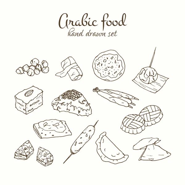 Arabic food vector set. Arabian cuisine illustration. — Stock Vector