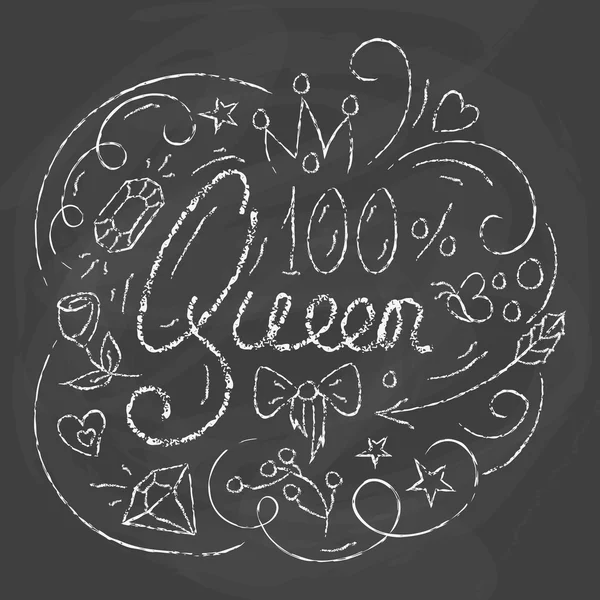 Desenho de Tipografia Queen. Impressão de letras para cartaz — Vetor de Stock