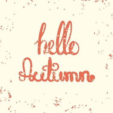 Merhaba yazı ile sonbahar kartı.