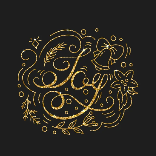 Joy Golden Lettering Design. Contexte typographique — Image vectorielle