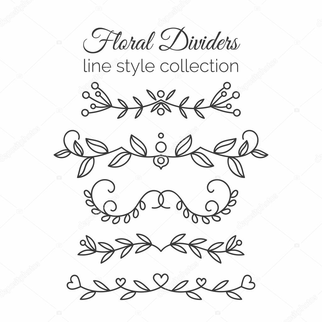 Flourishes. Hand drawn dividers set. Line style decoration.