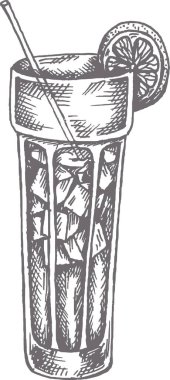 Long Island Kokteyli El çizim stili vektör çizimi