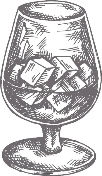 El yapımı kokteyl. Likörlü ve alkollü bir bardak. Vektör çizimi — Stok Vektör