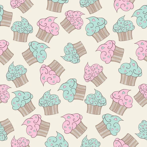 Cupcakes modèle sans couture — Image vectorielle