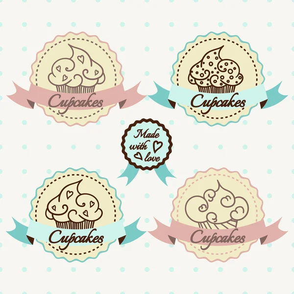 Conjunto de logotipo Cupcake — Vetor de Stock