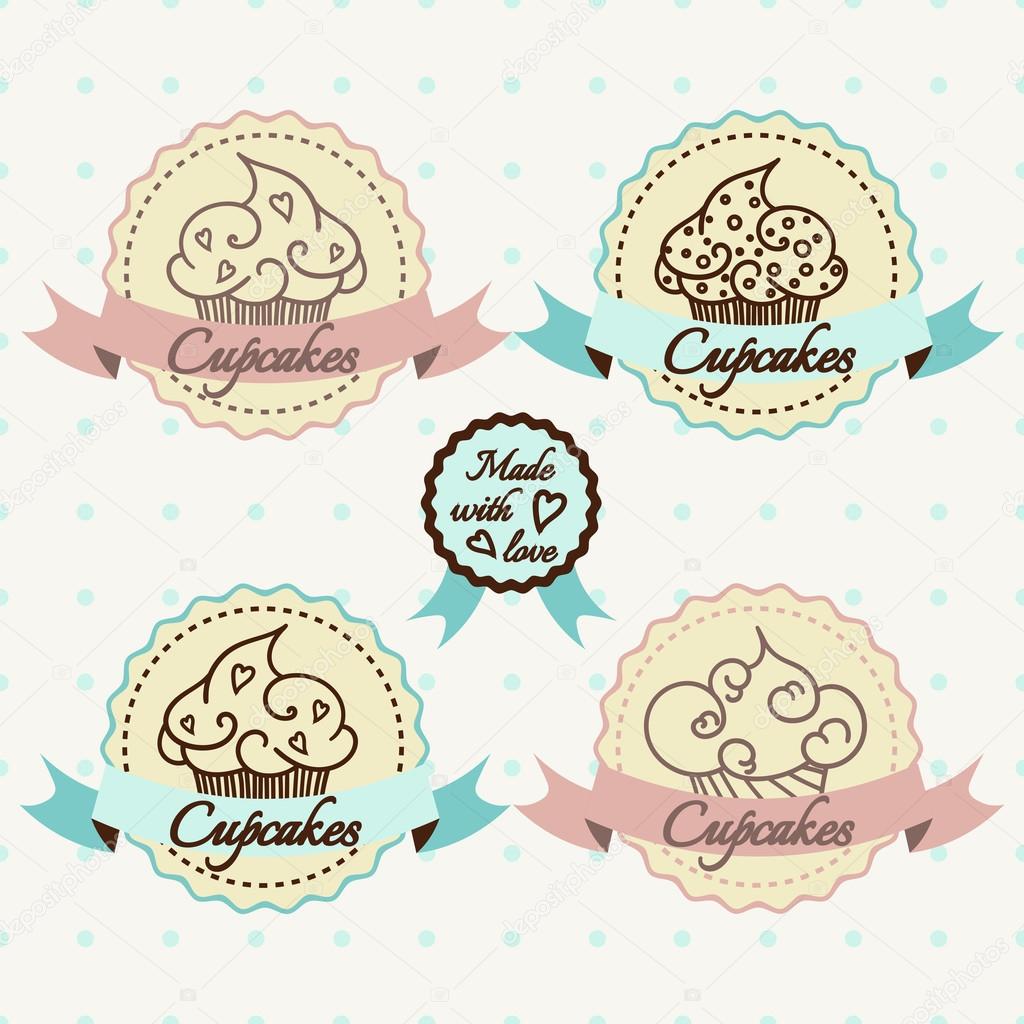 Cupcake logo set. Vector badges and labels design.