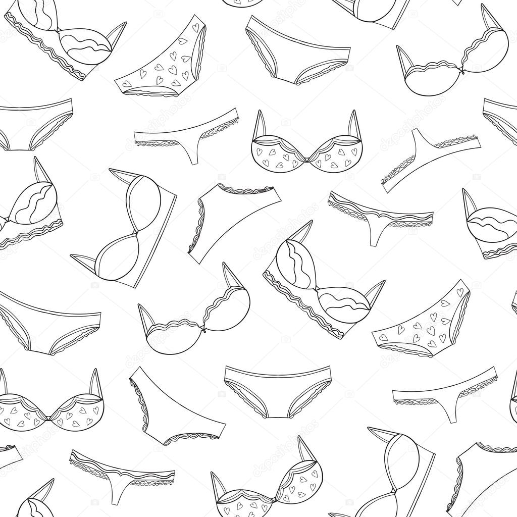 Seamless lingeries pattern. Vector bras and panties design.