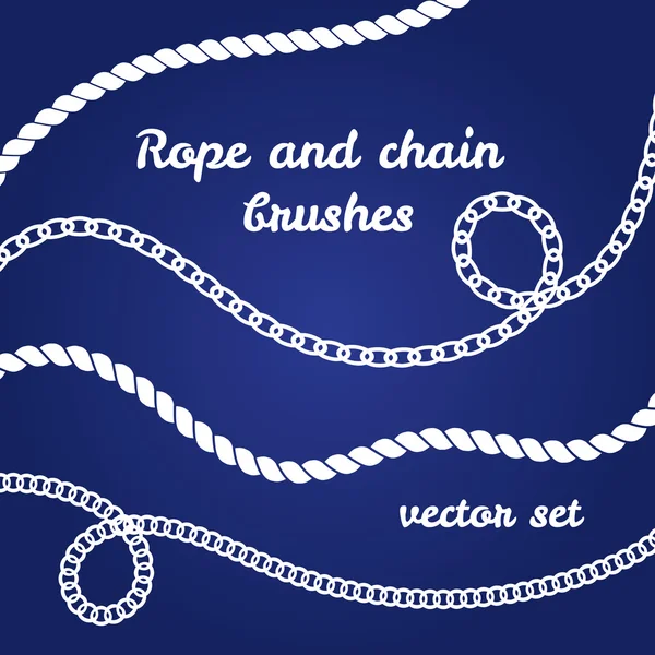 Набор кистей для веревки и цепи . — стоковый вектор