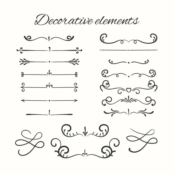 Desvíos hechos a mano. Elementos decorativos ornamentales . — Vector de stock