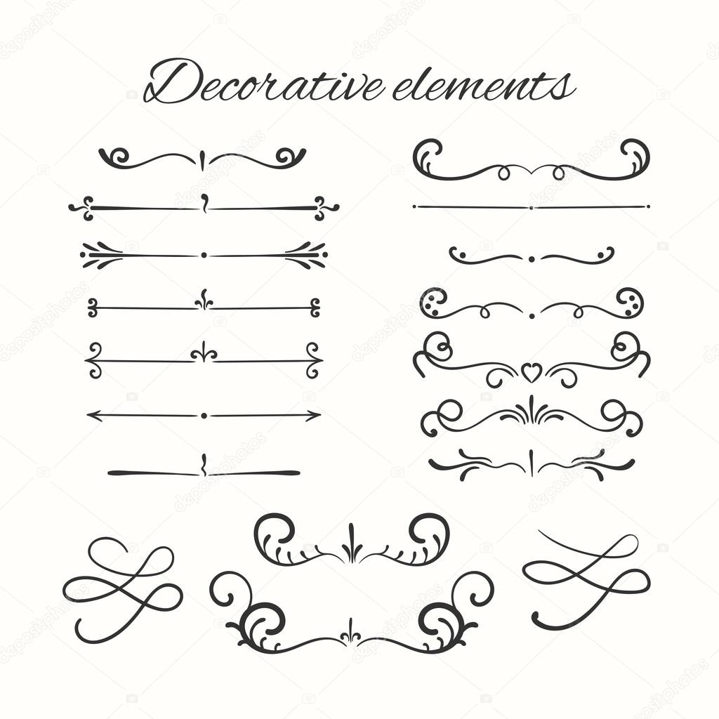 Hand drawn divders set. Ornamental decorative elements.