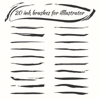 Vector ink brushes set. Grunge brush strokes collection for illustrator. clipart