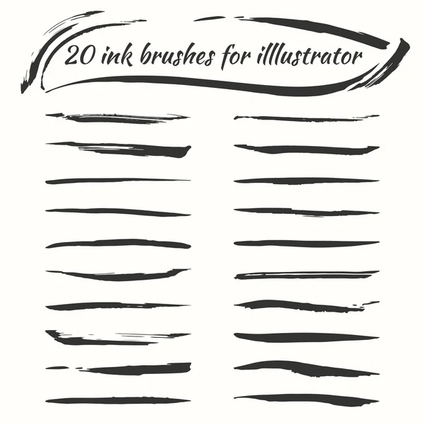 Vector ink brushes set. Grunge brush strokes collection for illustrator. — Stock Vector