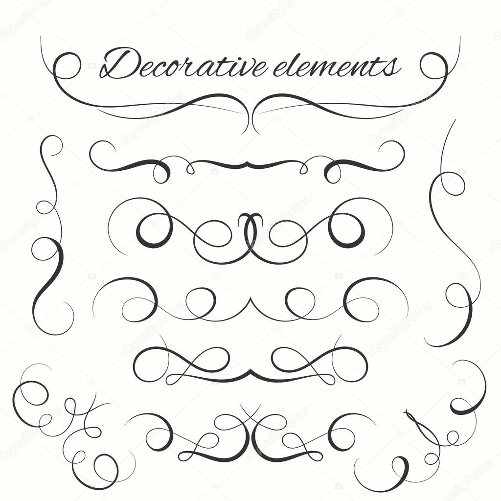 Hand drawn dividers set. Decorative borders set. Ornamental decorative elements