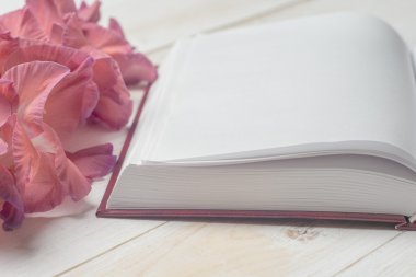 Masa lambası açık kitap.