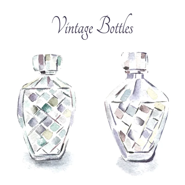 Vintage parfumflesjes. — Stockvector