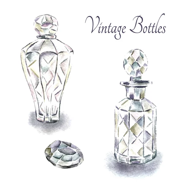 Frascos de perfume vintage . — Vetor de Stock