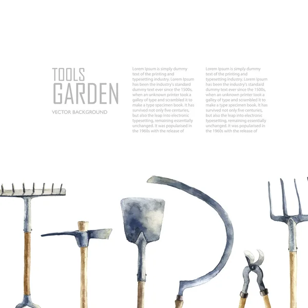 Akvarell kerti eszközök beállítása. — Stock Vector