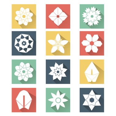 Düz beyaz çiçek simgeleri.