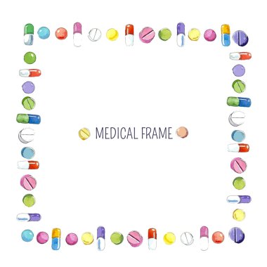 Watercolor medical frame. clipart