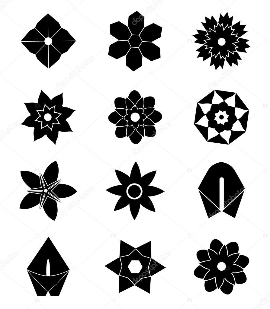 Flat black flower icons.