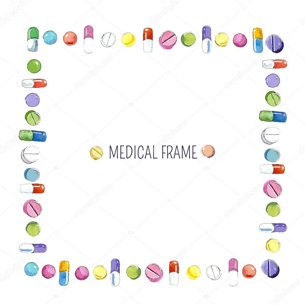Watercolor medical frame. Stock Vector by ©Vikeriya 84530520