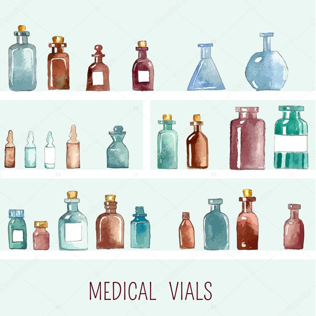 Watercolor medical icons.