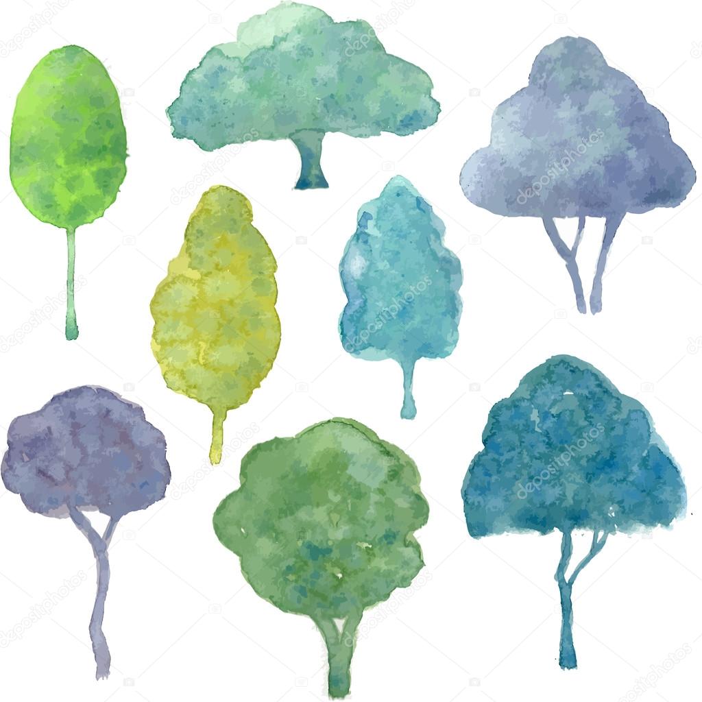 Watercolor trees.