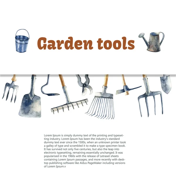 Outils de jardin aquarelle. — Image vectorielle