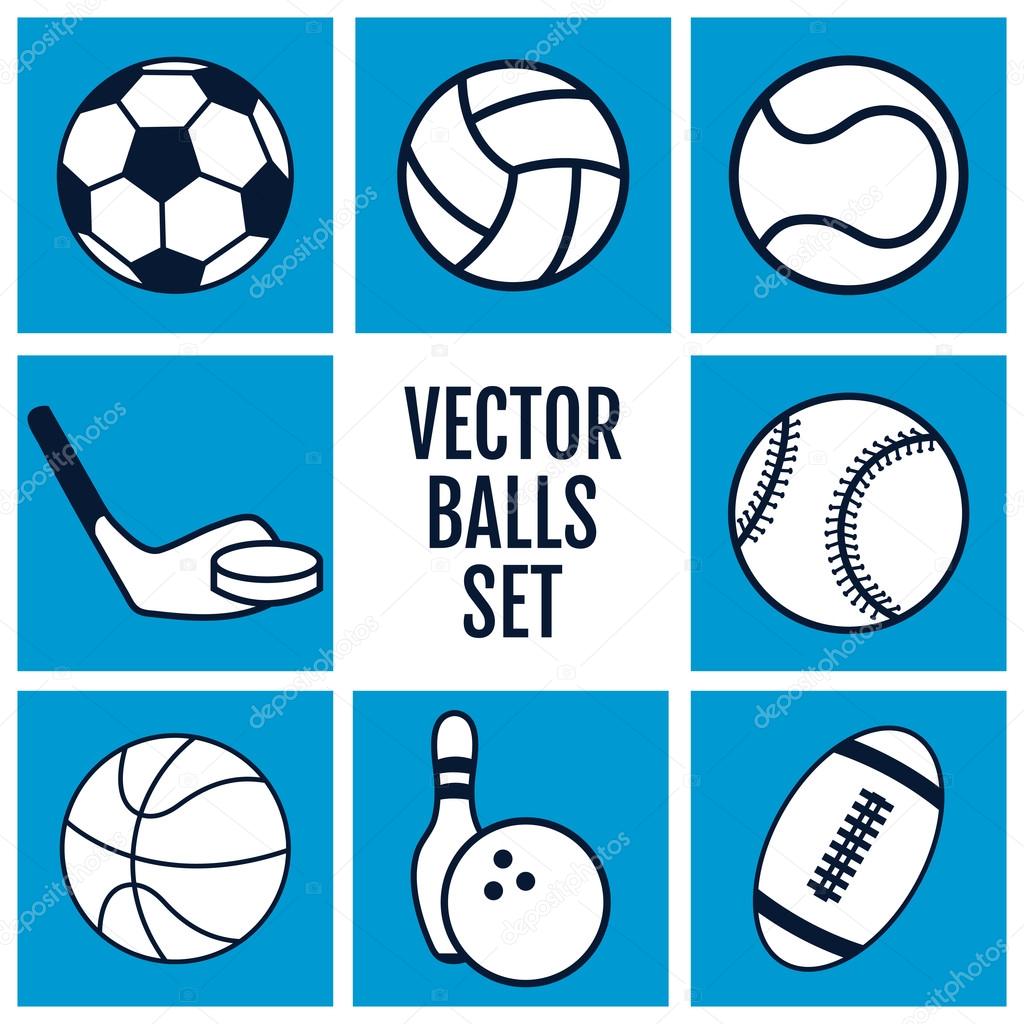 Set of sports balls icons.