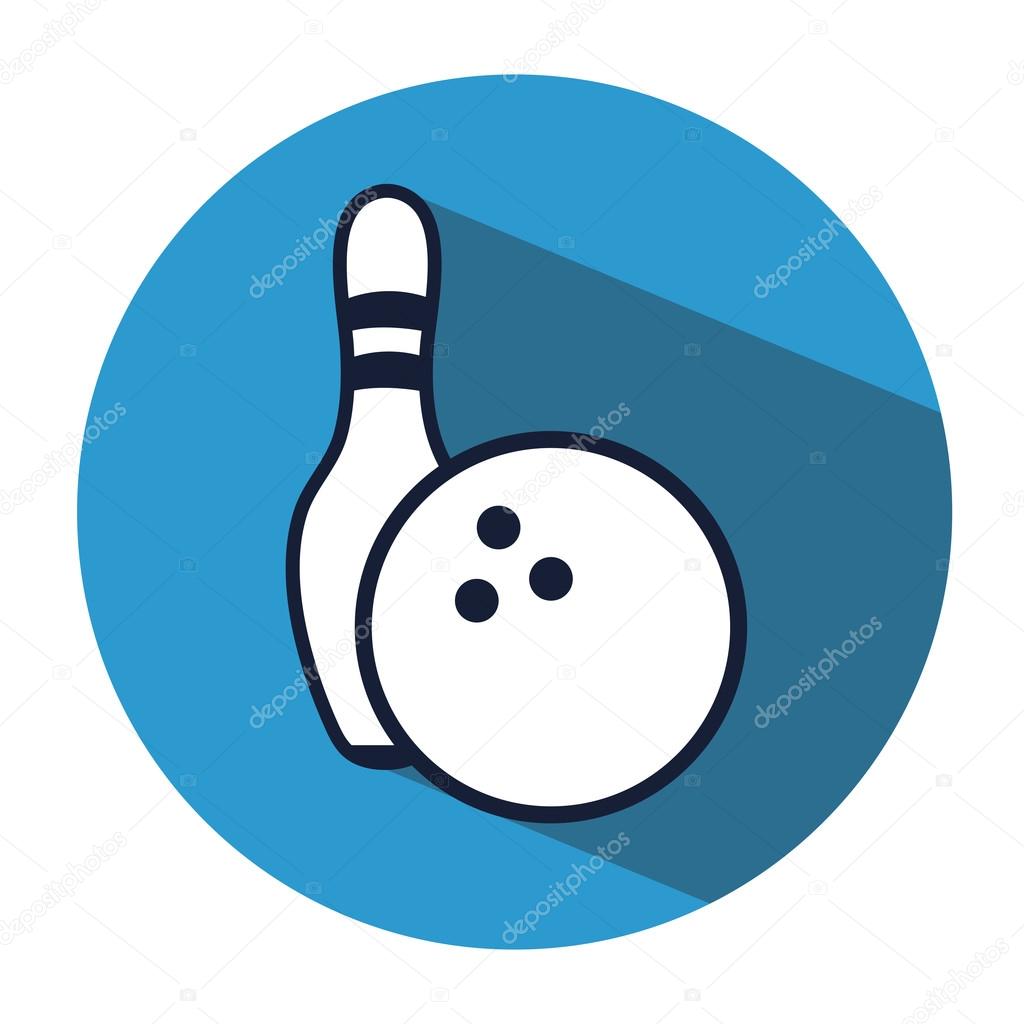 Bowling flat icon with long shadow.