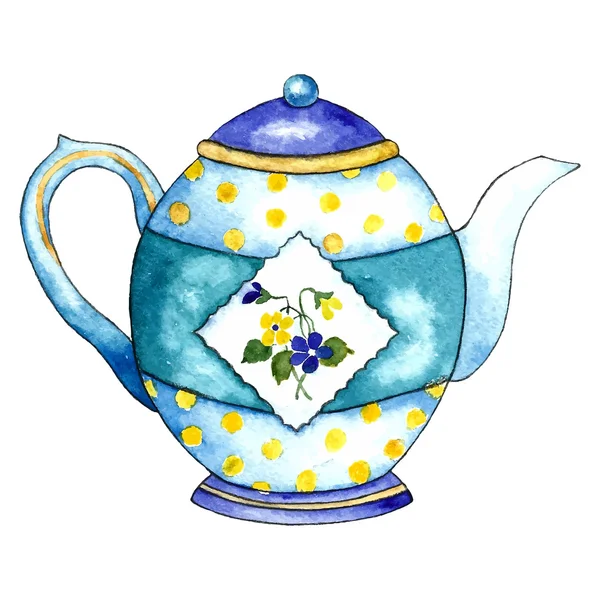 Watercolor teapot. — Stock Vector