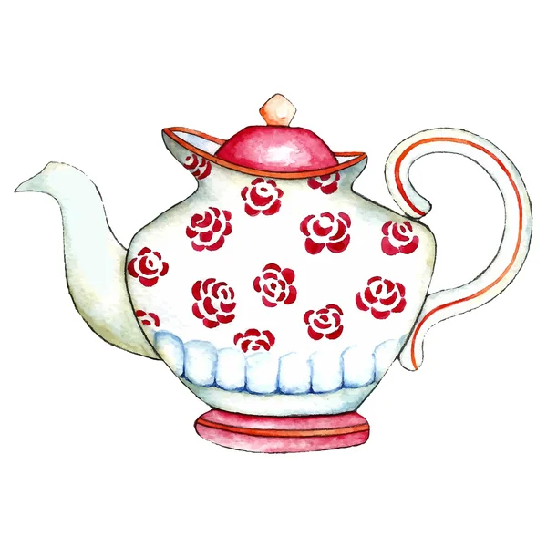 Watercolor teapot. — Stock Vector