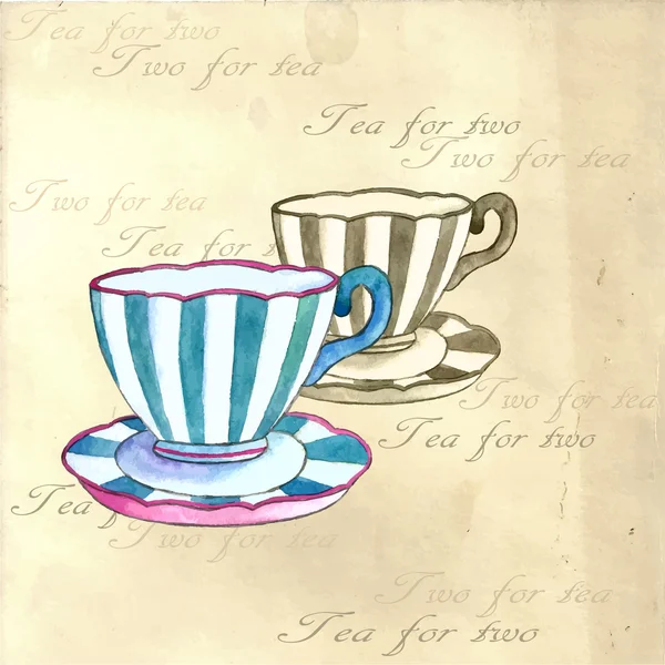 Aquarel thee cups. — Stockvector