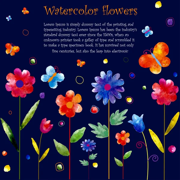 Akvarel květinové pozadí. — Stockový vektor