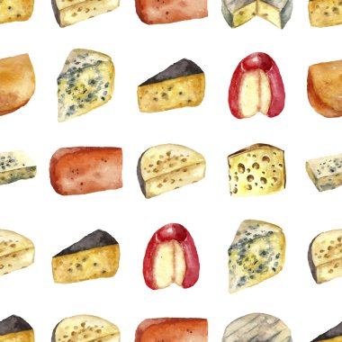 Watercolor cheese set with place for text.