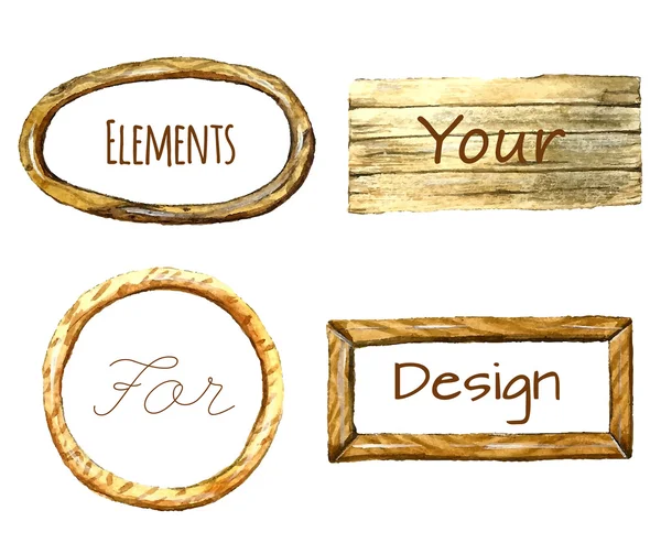 Watercolor frames with wood texture. — ストックベクタ