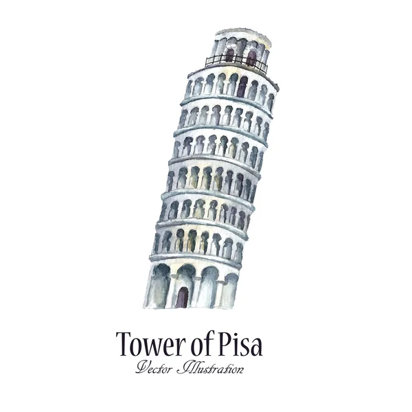 Watercolor tower of Pisa. — Stock Vector