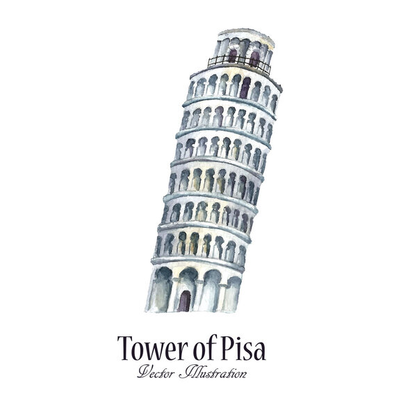 Watercolor tower of Pisa.
