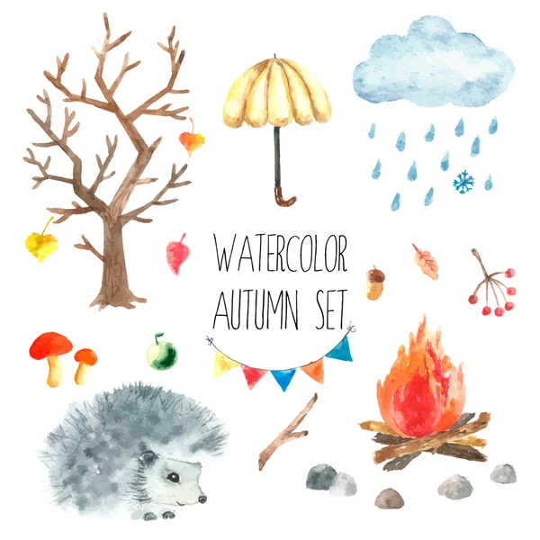 Watercolor autumn set. — Stock Photo, Image