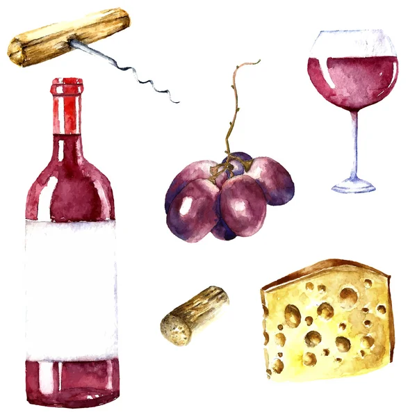 Aquarell Wein Design-Elemente. — Stockvektor