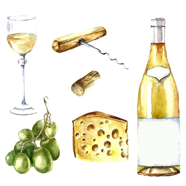 Aquarelle éléments de conception de vin . — Image vectorielle