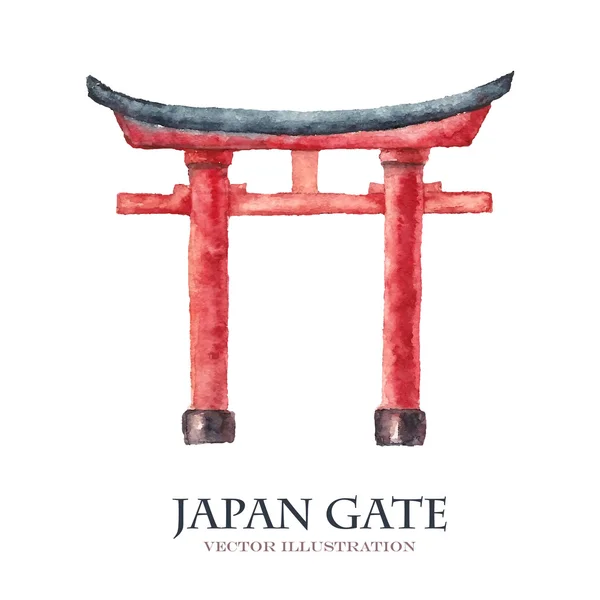 Japan gate isolated on white, torii gate, japanese gate. — 图库矢量图片