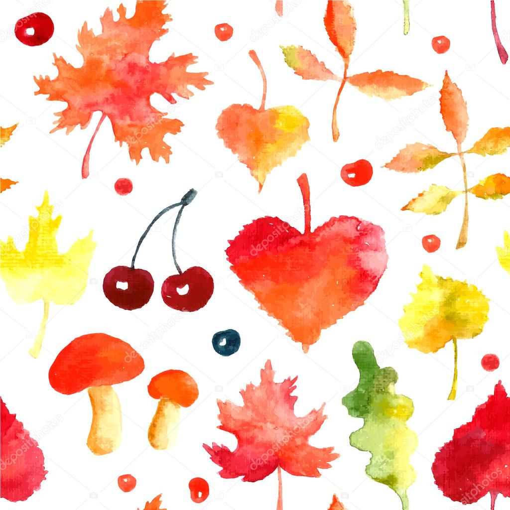 Watercolor autumn pattern.