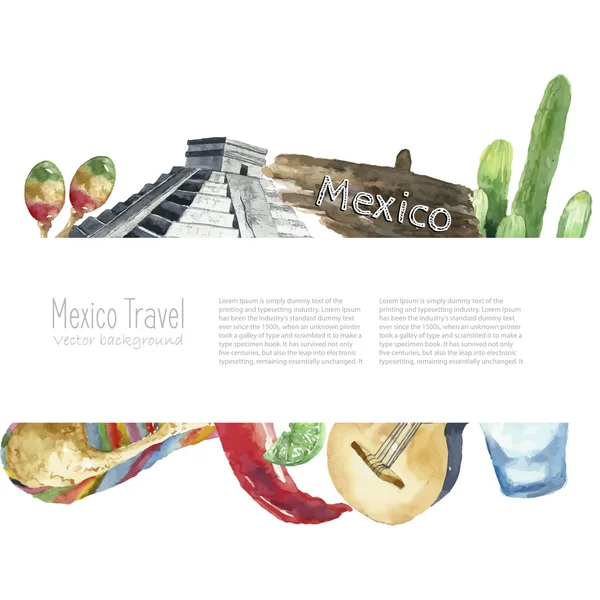 Travel Concept Mexico Landmark Desain Ikon Air . - Stok Vektor