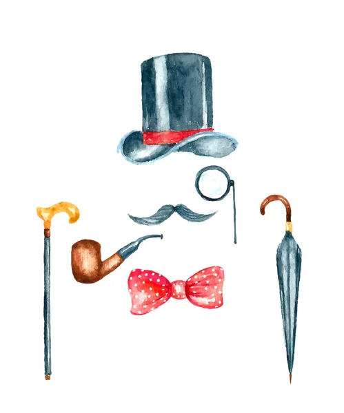 Watercolor vintage gentleman template illustration — 图库矢量图片