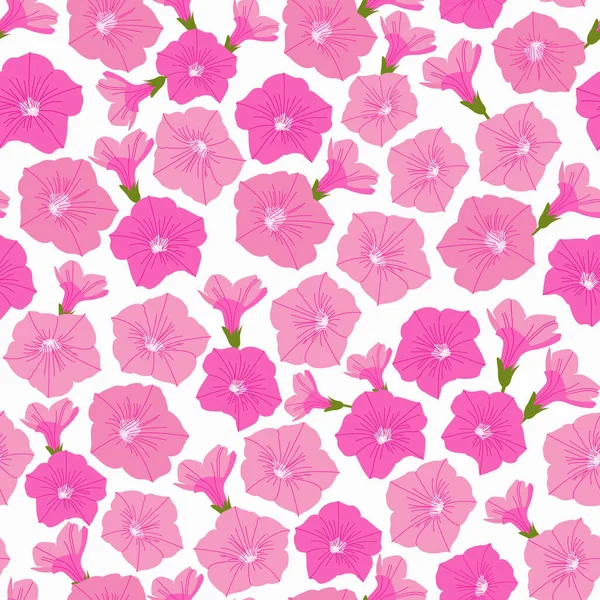 Vector Seamless Pattern Pink Petunia Tropical Garden Summer Spring Season — Stock Vector