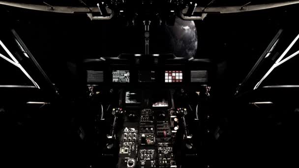 Nave Espacial Aproxime Planeta Vista Cockpit — Vídeo de Stock